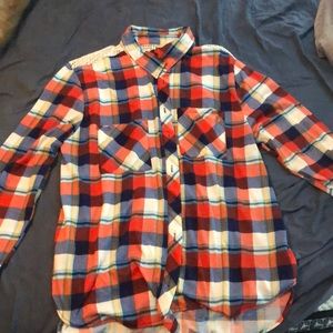 Plaid top with lace back